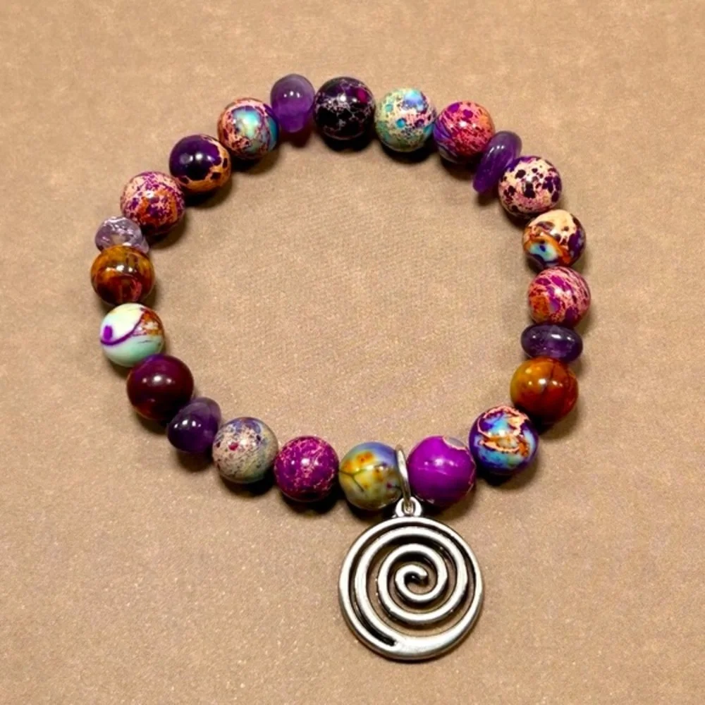 Handmade Galaxy Bracelet with Natural Sea Sediment Stones! - Picture 4 of 4